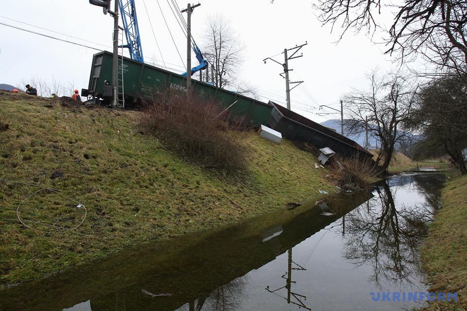 Freight train derailed in Transcarpathia region