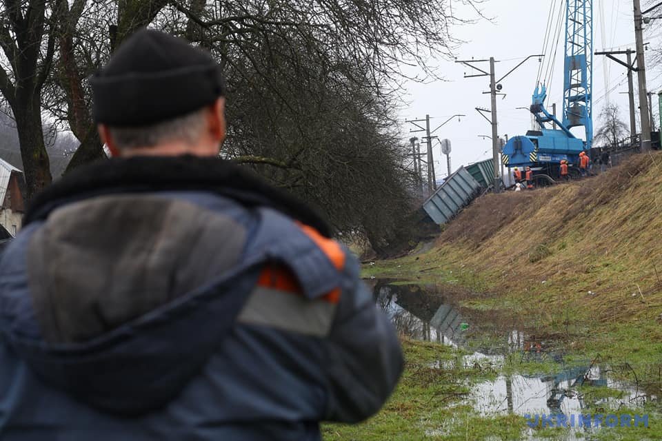 Freight train derailed in Transcarpathia region