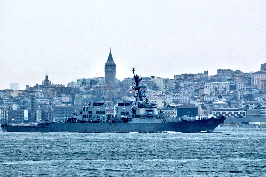Second Arleigh-Burke class AEGIS guided missile destroyer enters the Black Sea in last 24hrs: @USNavyEurope destroyer USS Carney DDG64 transits Bosphorus