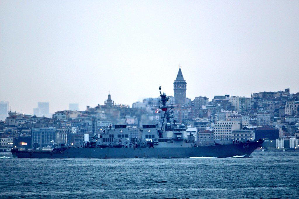 Second Arleigh-Burke class AEGIS guided missile destroyer enters the Black Sea in last 24hrs: @USNavyEurope destroyer USS Carney DDG64 transits Bosphorus