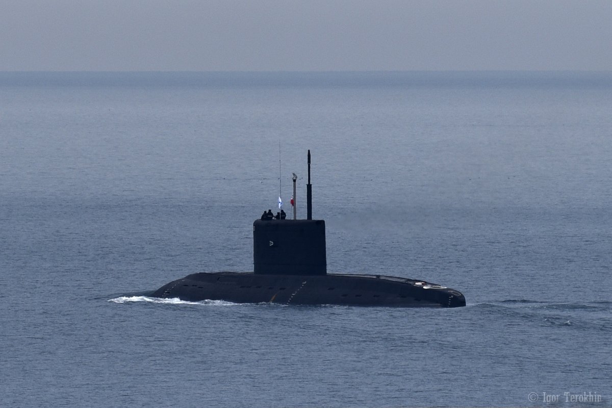 Russian Navy  Kilo Class submarine is leaving Sevastopol for deployment in the Sea March 12, 2018.   