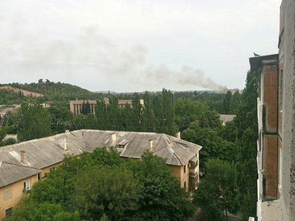 Smoke over Hvardiyka, Eastern Donetsk