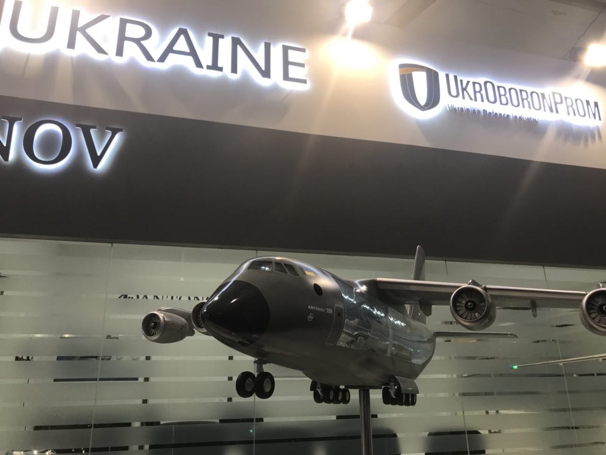 Ukraine's aircraft industry well represented today at #Farnborough2018 Airshow, one of the world's largest. AN-178, a Ukrainian-built airlifter, performed a demonstration flight.   