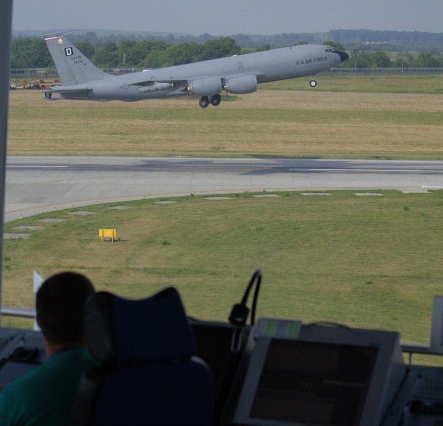 USAF helicopters and plane at L'viv airport