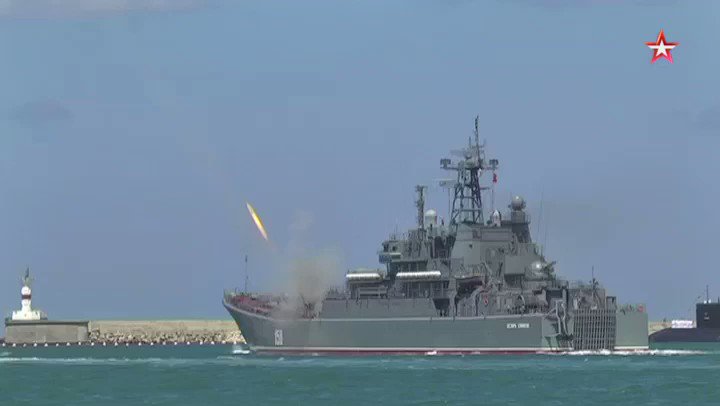 Russian Navy 158 'Tsezar Kunikov', a Ropucha Class/Project 775 II  landing ship at Sevastopol harbor.   