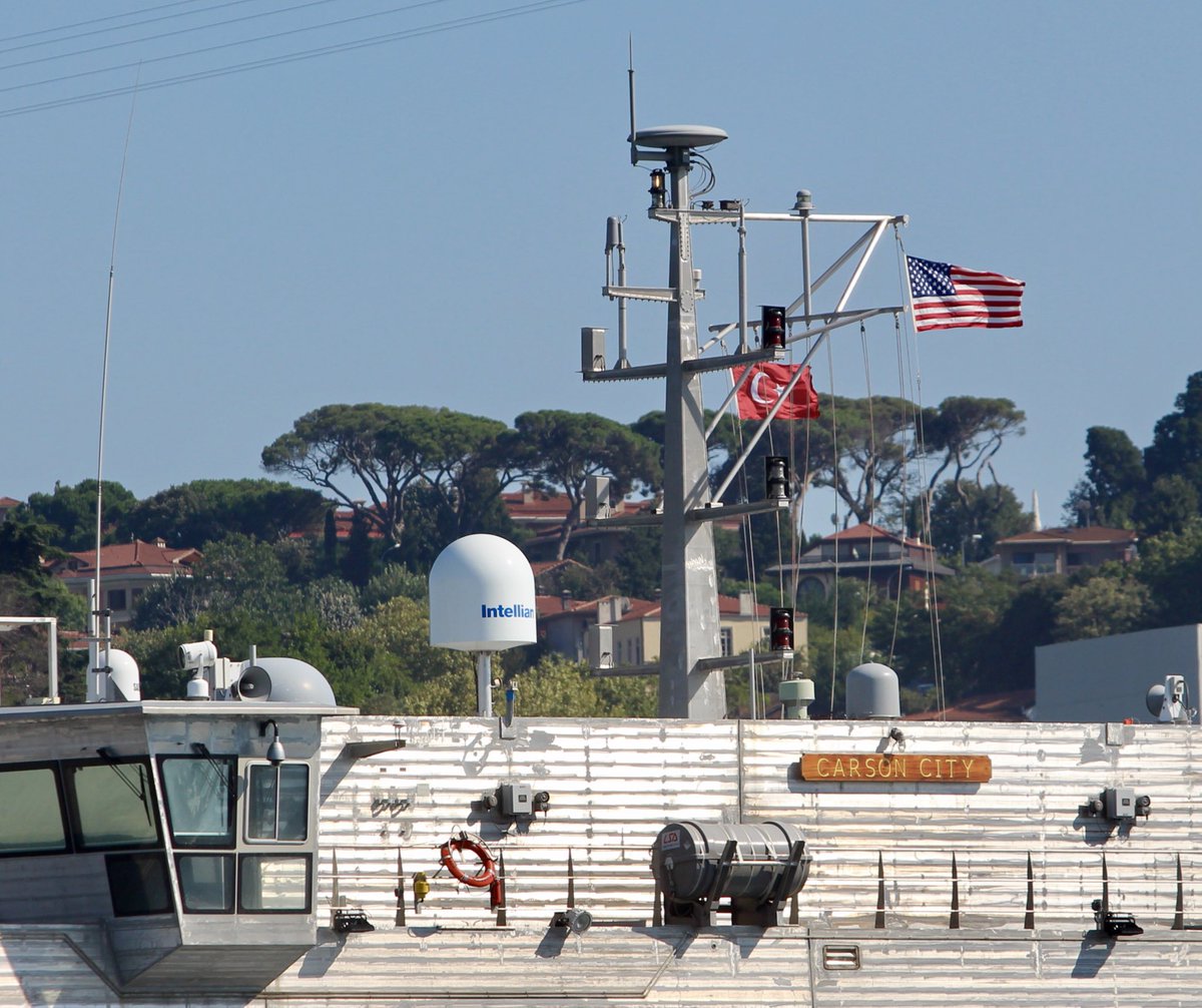 First time on the Bosphorus: @MSCSealift Spearhead class fast expedition transport ship USNS Carson City T-EPF-7 transits Bosphorus towards the Black Sea. MCM UUVs were deployed from the EPF USNS Carson City during BALTOPS exercise in June. 