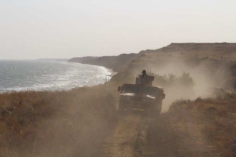 Ukraine held drill on the coast of Azov Sea with armored vehicles and tanks