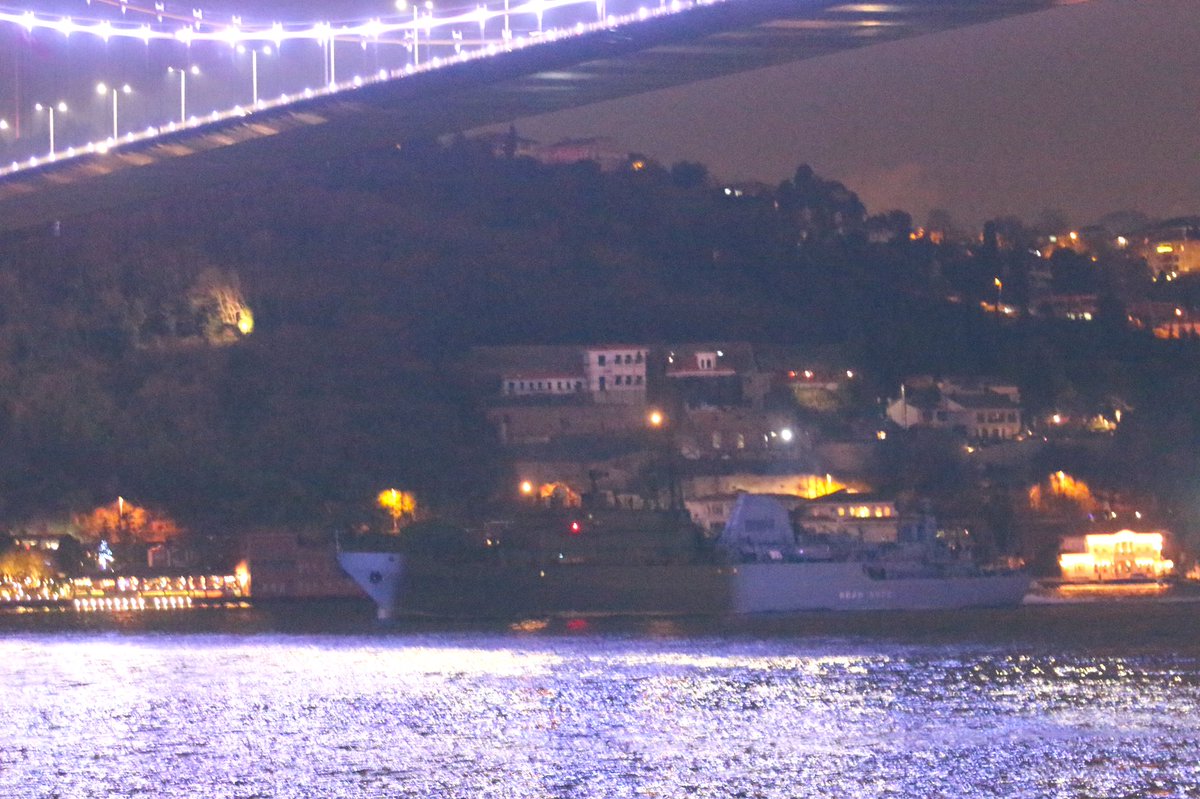 Brand large reconnaissance ship Russian Navy Ivan Khurs transited Bosphorus and entered Black Sea: Ship is designed to provide communications and fleet management, the SIGINT and electronic warfare and tasked with observing ballistic and cruise missile launches.   