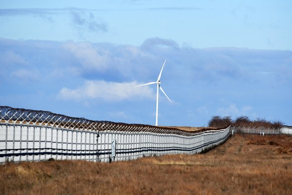 Photos from the border fence erected by Russia in occupied Crimea along the boundary to mainland Ukraine     