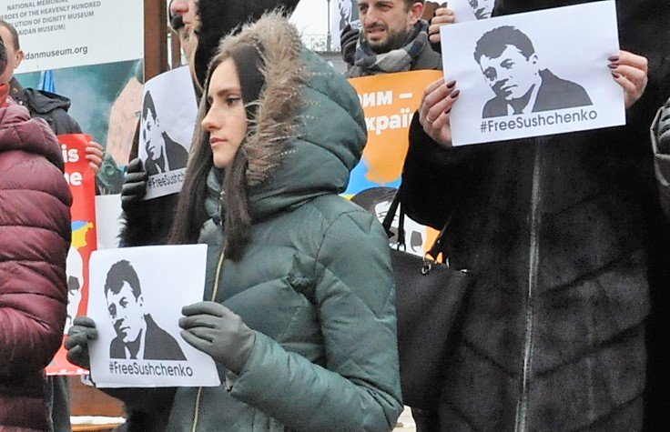 Rally in support of Ukrainian political prisoners in Russia Volodymyr Balukh and Roman Sushenko today in Kyiv