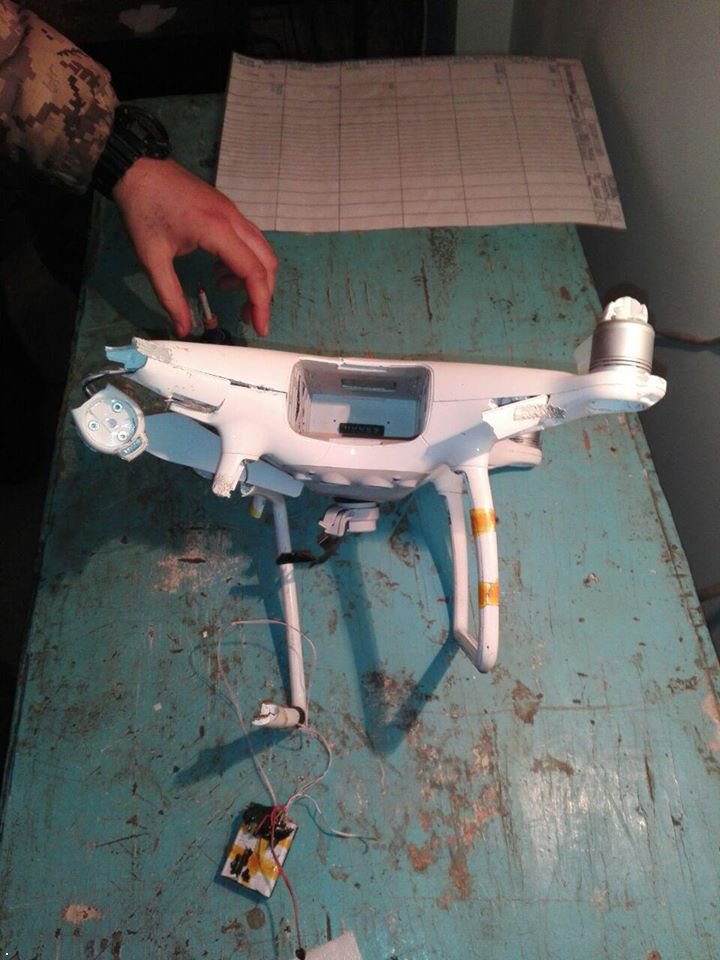 Ukrainian military shot down DJI Phantom 4 quadcopter near Vodyane, east to Mariupol