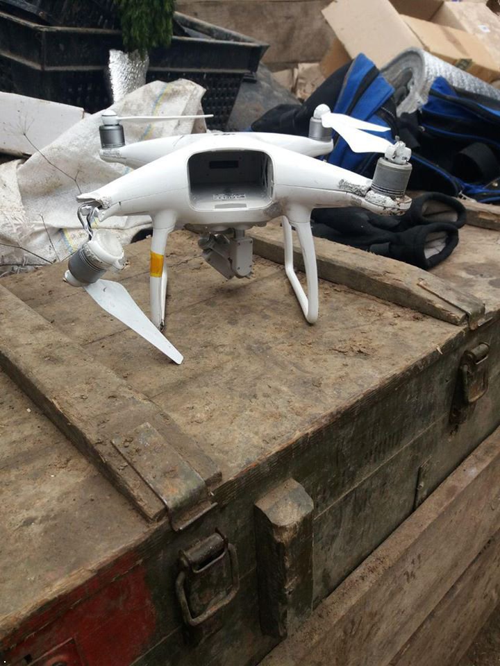 Ukrainian military shot down DJI Phantom 4 quadcopter near Vodyane, east to Mariupol