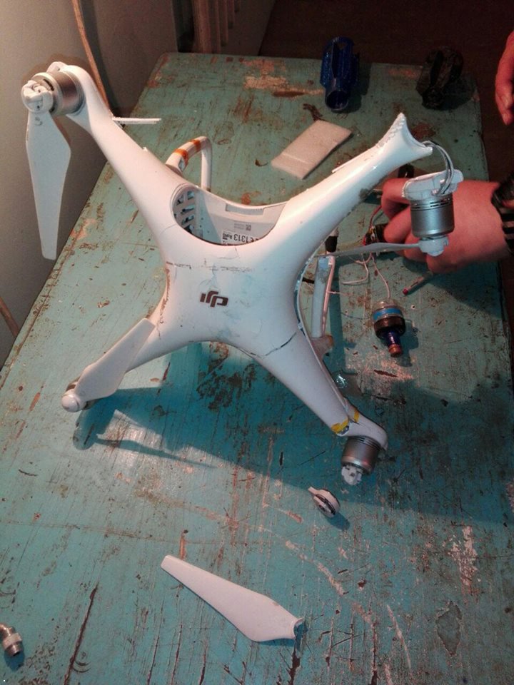 Ukrainian military shot down DJI Phantom 4 quadcopter near Vodyane, east to Mariupol