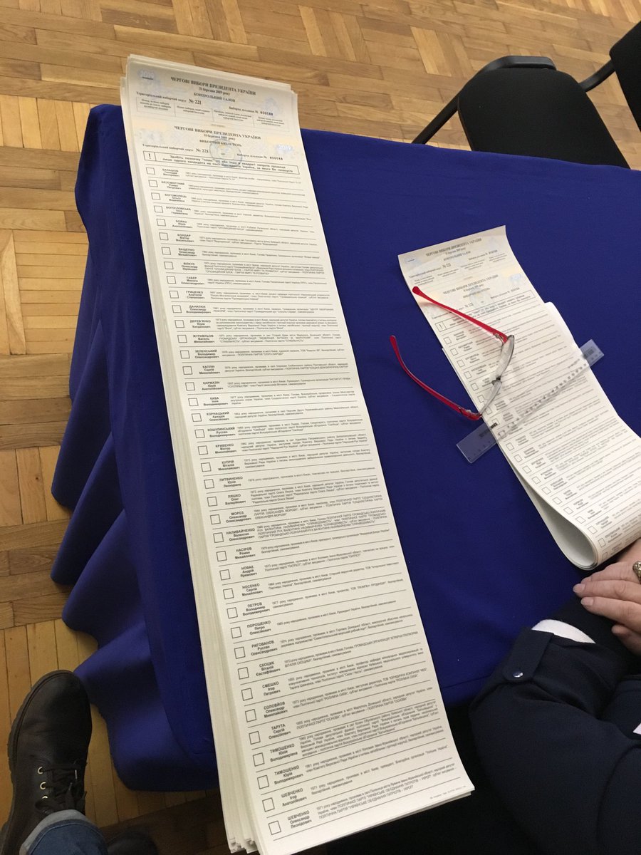 Voting has started in Ukraine. 39 names on the ballot paper. It's 80 cm long.   