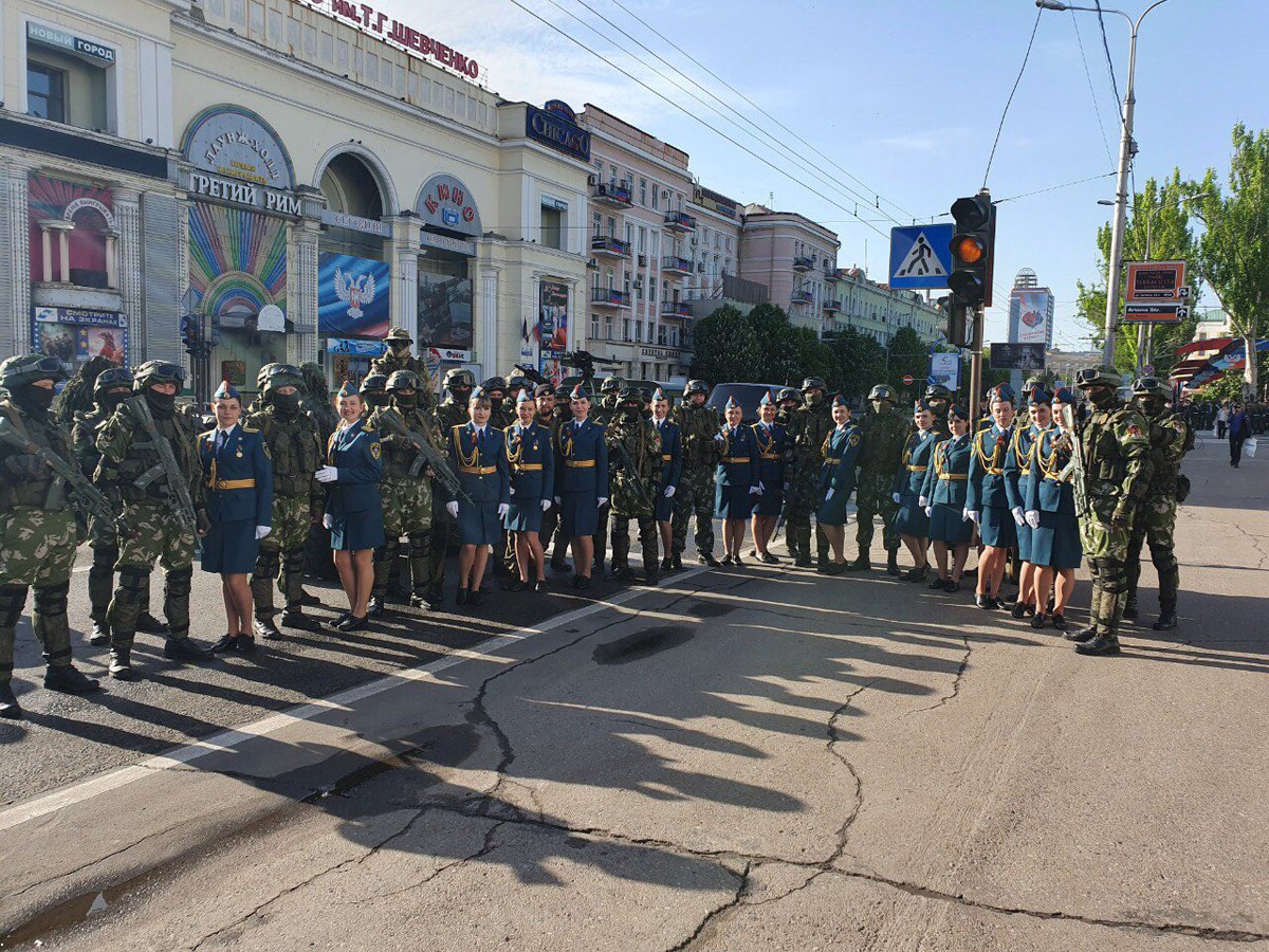Rehearsal of military parade in occupied Donetsk