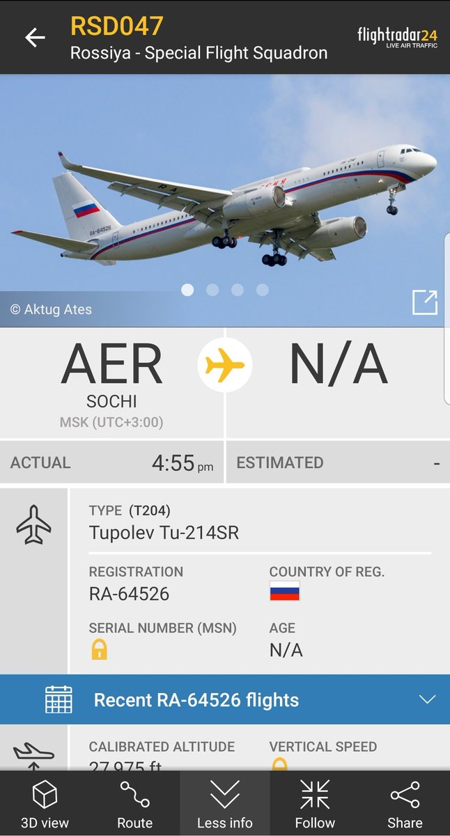 Russia's Special Flight Squadron Tupolev Tu-214SR over the coast of southern Crimea RSD047 RA64526