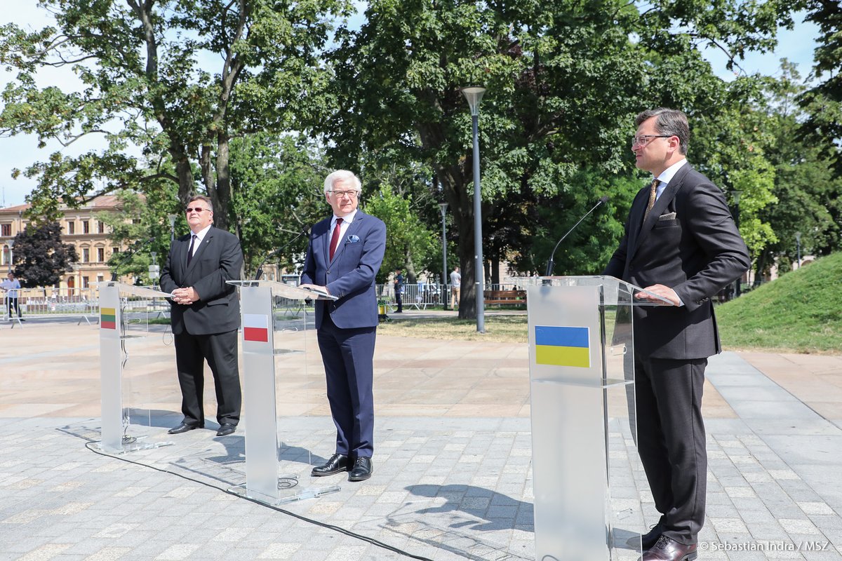 FM Czaputowicz during the press conference after the trilateral meeting of FM's of Poland, Ukraine and Lithuania.   Our ambition is to create a flexible and effective platform of cooperation in Central Europe, including regular trilateral meetings