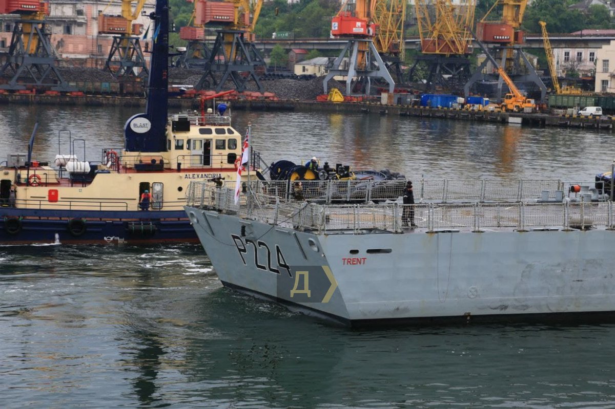 A Batch 2 River-class offshore patrol vessel HMS Trent has arrived in Odesa