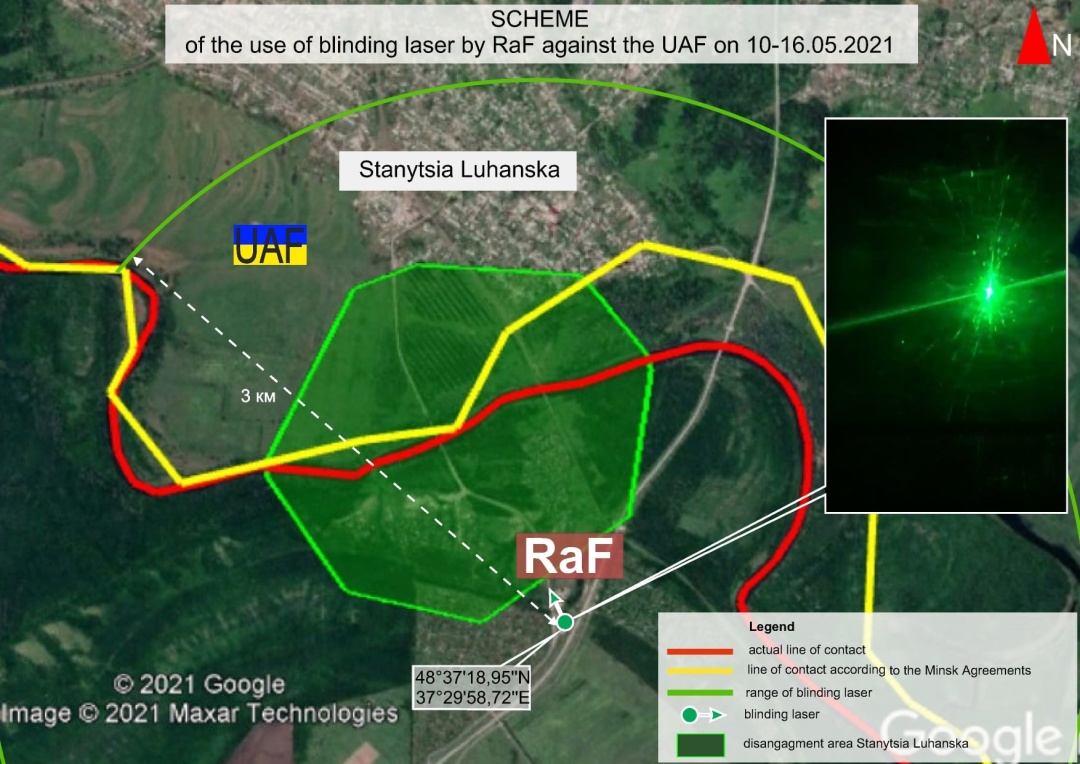 Near Stanitsa Luhanska the Russian forces used blinding lasers against Ukrainian Armed Forces, - Ukraine in OSCE