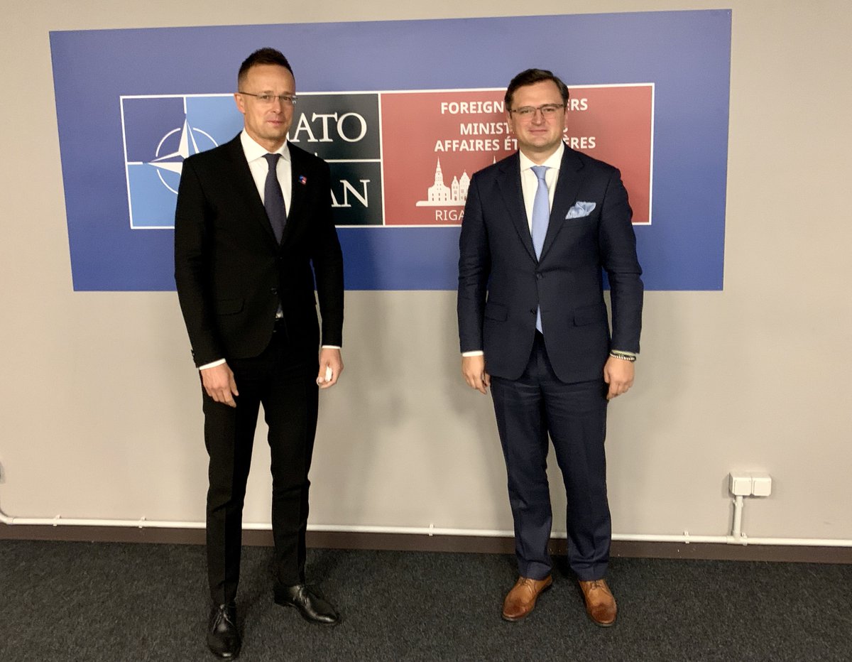 Dmytro Kuleba:I had a meeting with Hungarian Foreign Minister Peter Szijjarto in Riga. We have a common understanding that despite certain bilateral difficulties the security of Ukraine is crucial for the security of Hungary and the entire eastern flank of NATO