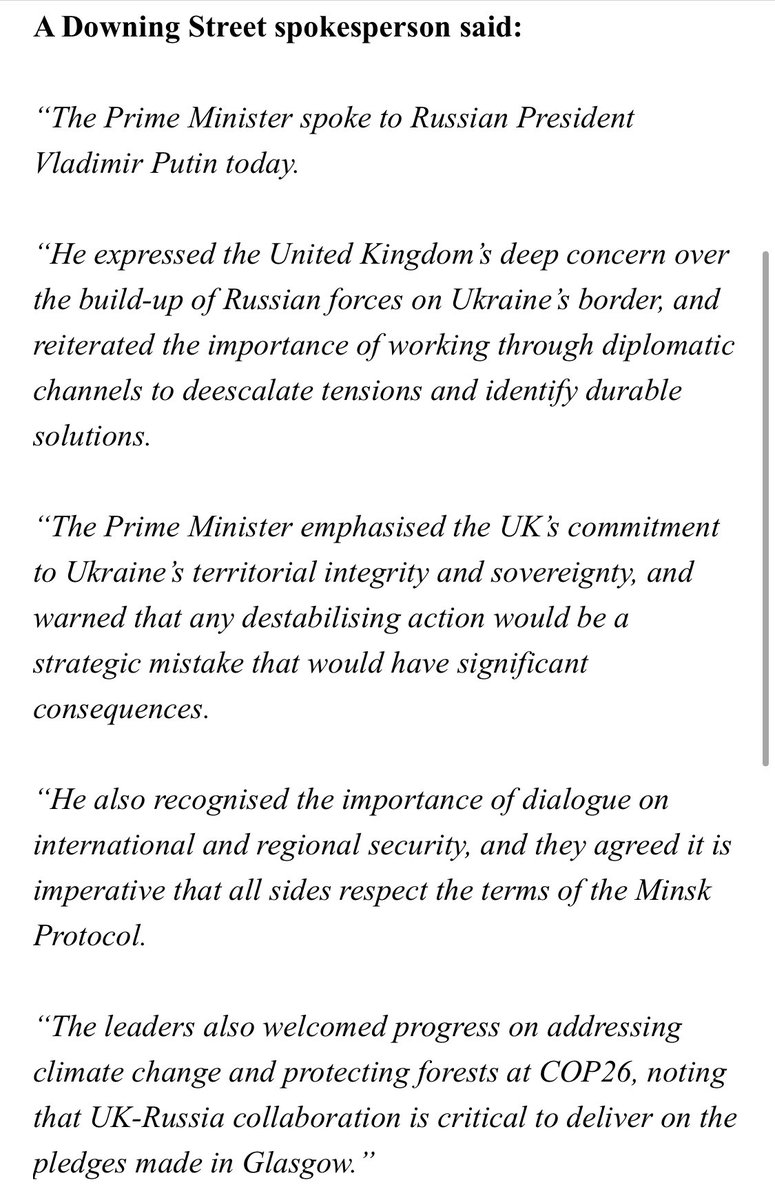 Boris Johnson has spoken to Putin