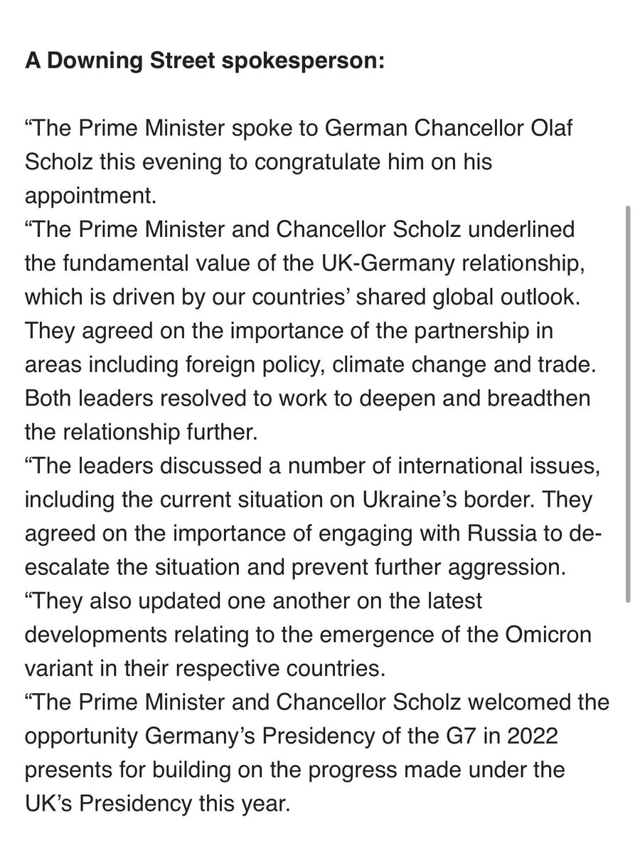 .@10DowningStreet spokesperson on UK/Germany phone call between @BorisJohnson & @OlafScholz