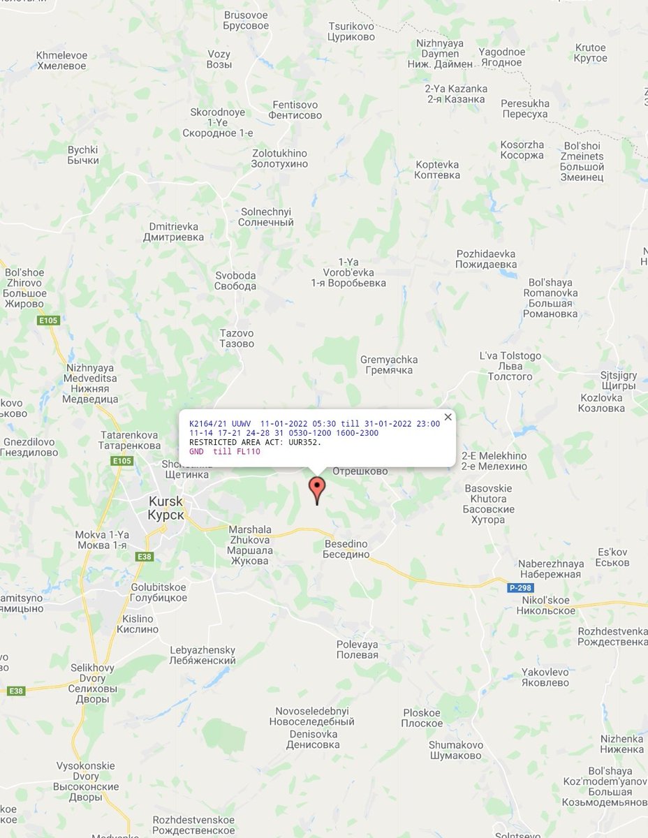 More NOTAMs, active from tomorrow:  Otreshkovo Training Ground - Kursk, where 6th CAA elements are encamped.  Pogonovo Training Ground - Voronezh, where 1st GTA elements are encamped