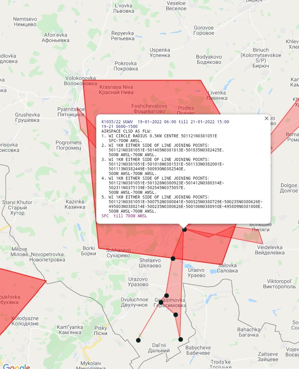 Kilka dni temu wydano wiele dziwnych NOTAM dla okręgów Woroneż, Walujski i Boguchar.