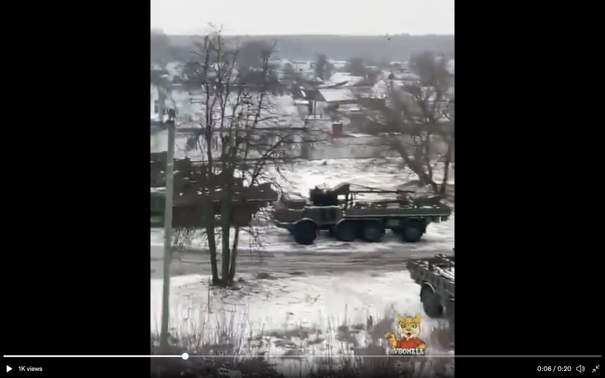 Belarusan BM-27 Uragan MLRS  was filmed at Novobelitskaya station south Gomel suburbs located by @john_marquee at 52.39936, 31.03413. Possibly unloaded here prior to route south. Here 13x 9T452 transloaders for BM-27