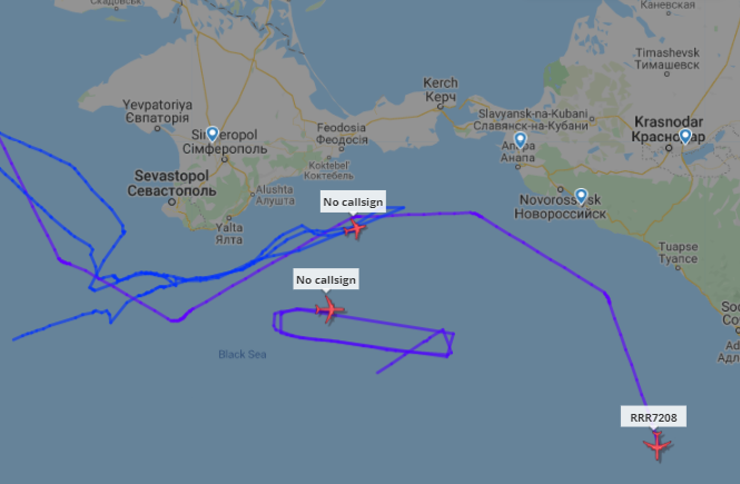 3 самолета-разведчика (2 американских и 1 британский) сейчас наблюдают за Крымским и южным побережьем России.