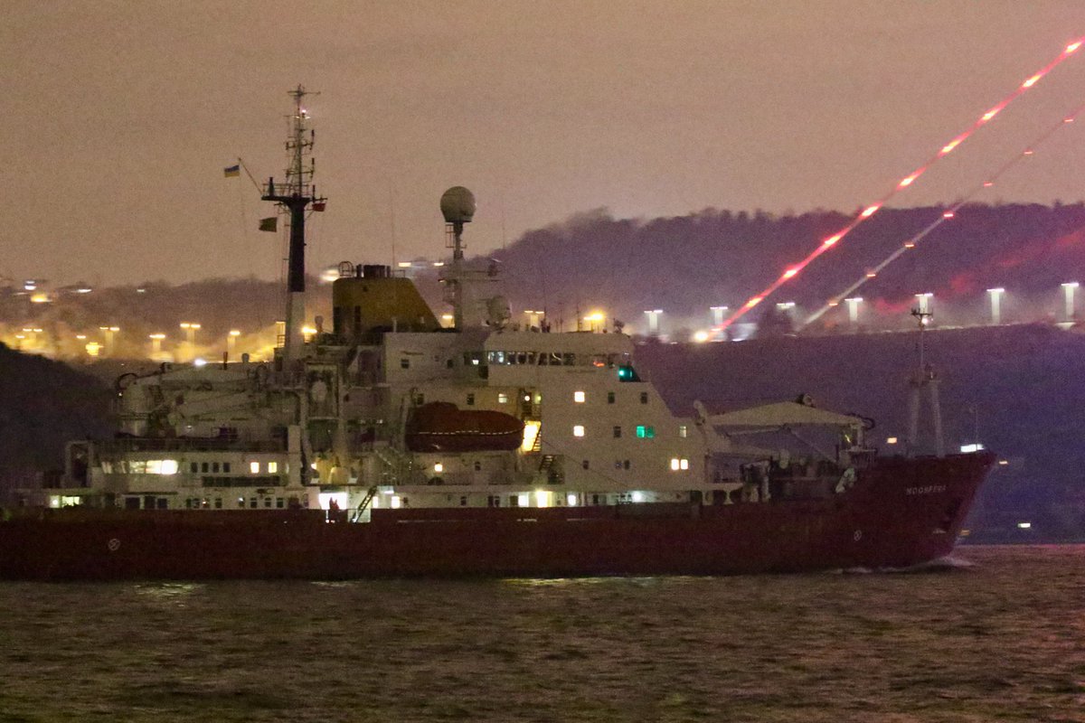 Ukrainian National Antarctic Scientific Centre's Ukraine flag polar research vessel Noosfera transited Bosphorus towards Med en route from Odesa to Akademik Vernadsky Antarctic Research Station located at Marina Point on Galindez Island of Argentine Islands, near Kyiv Peninsula