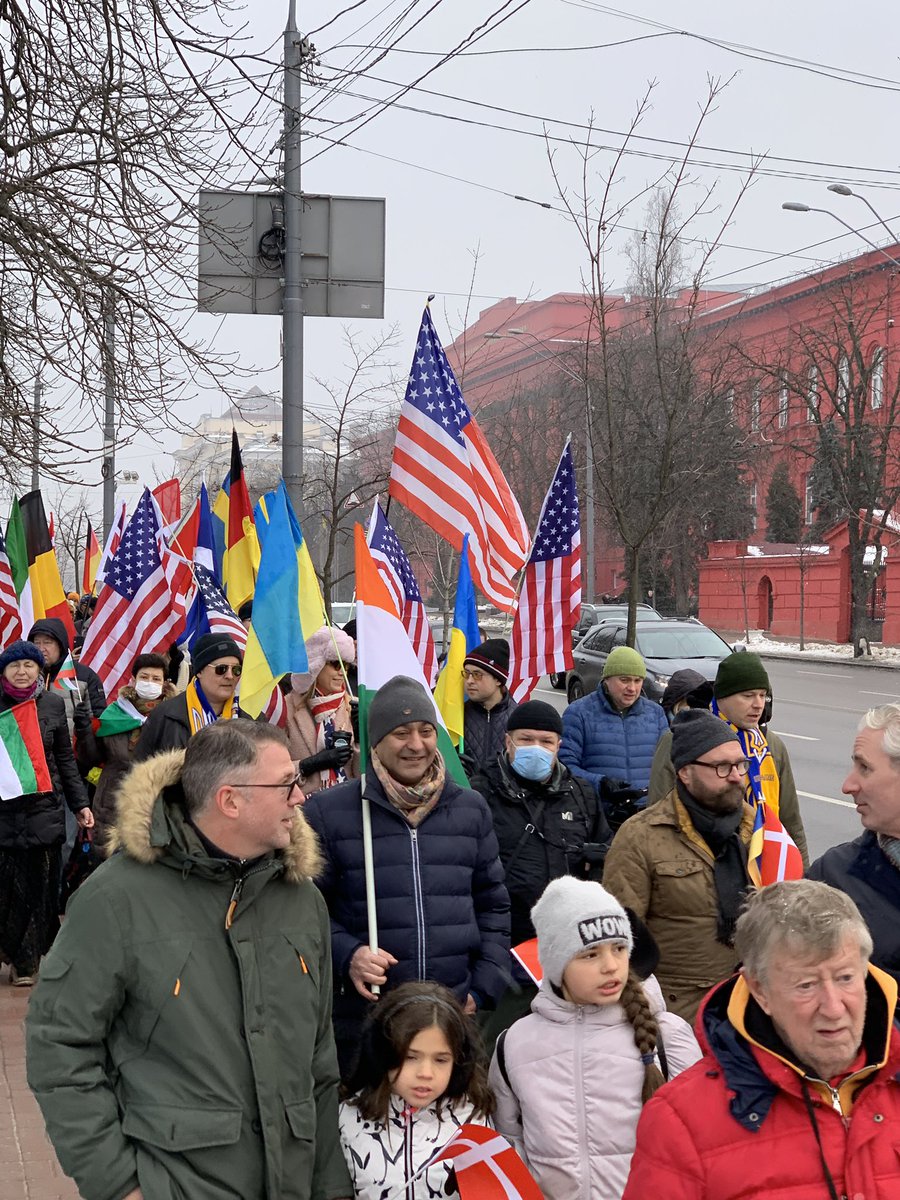 Foreigners living in Kyiv staged a protest in support of Ukraine