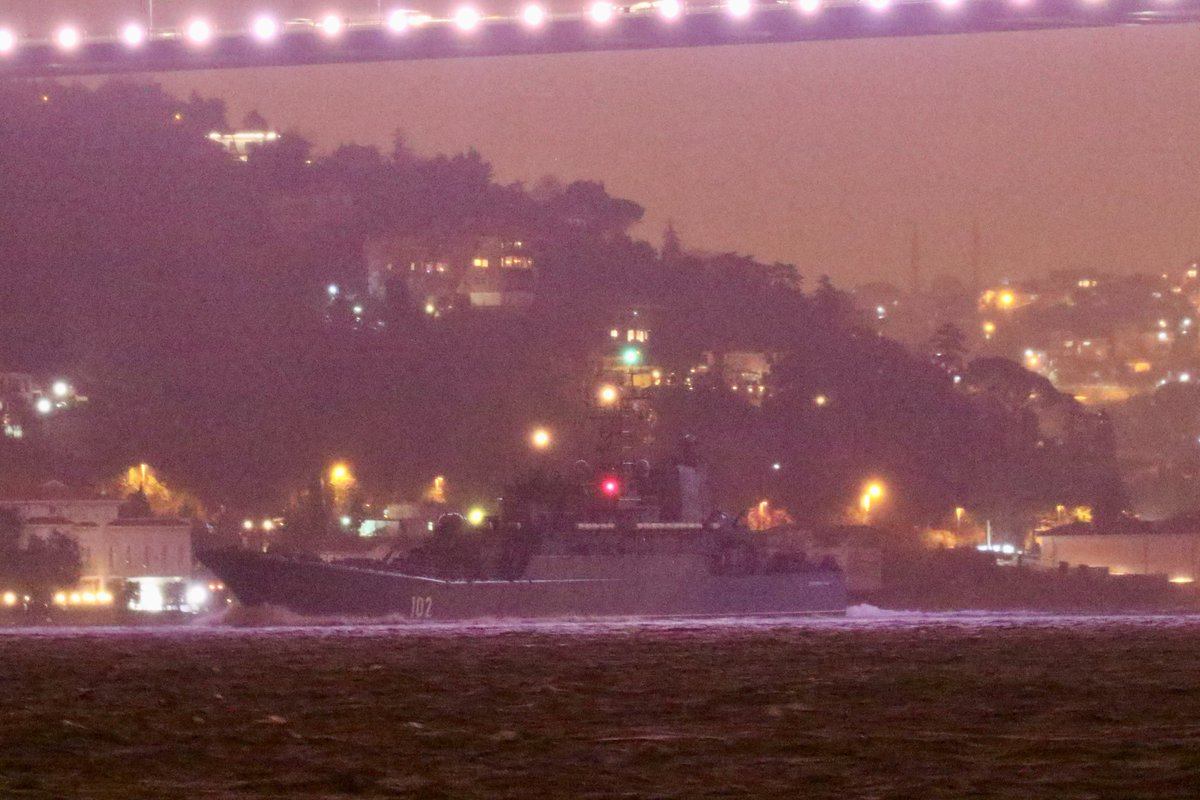 Reinforcements are now in the Black Sea 21:00UTC:Russian Navy Project775 Ropucha class LSTMs (tank carrying), Baltic Fleet's 71st Landing Ship Brigade's Kaliningrad 102, Minsk 127 & Korolev 130 transited Bosphorus and entered the Black Sea..@YorukIsik pix via @reuterspictures