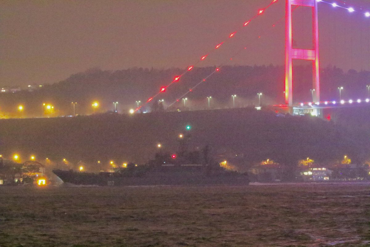 Reinforcements are now in the Black Sea 21:00UTC:Russian Navy Project775 Ropucha class LSTMs (tank carrying), Baltic Fleet's 71st Landing Ship Brigade's Kaliningrad 102, Minsk 127 & Korolev 130 transited Bosphorus and entered the Black Sea..@YorukIsik pix via @reuterspictures