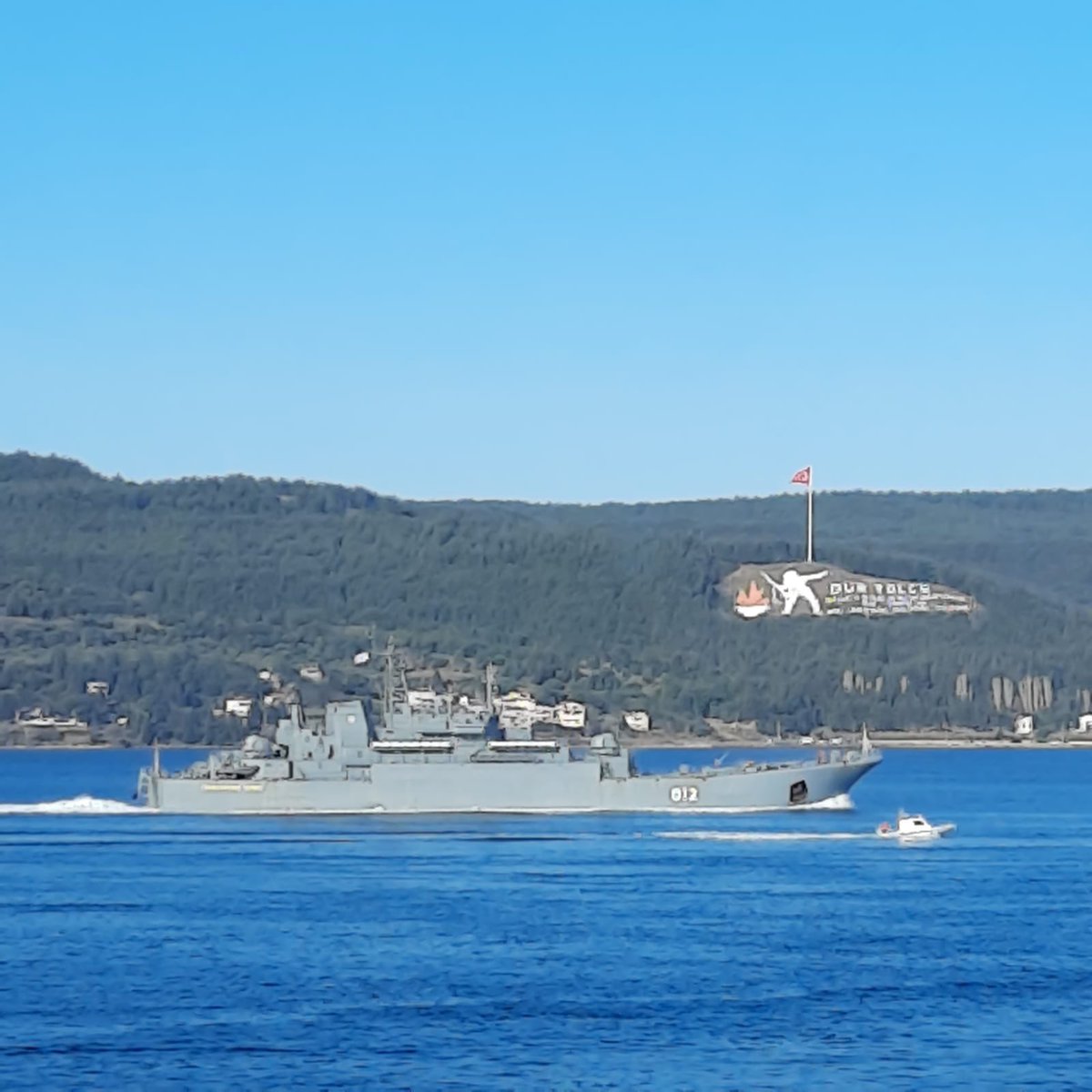 Northern Fleet's Kola based 121st Landing Ship Brigade vessels Russian Navy Project775 Ropucha class Georgy Pobedonosets 016 & Olenegorsky Gornyak 012 and Project 11711 Ivan Gren class Pyotr Morgunov 117 transited Dardanelles towards Marmara en route to the Black Sea