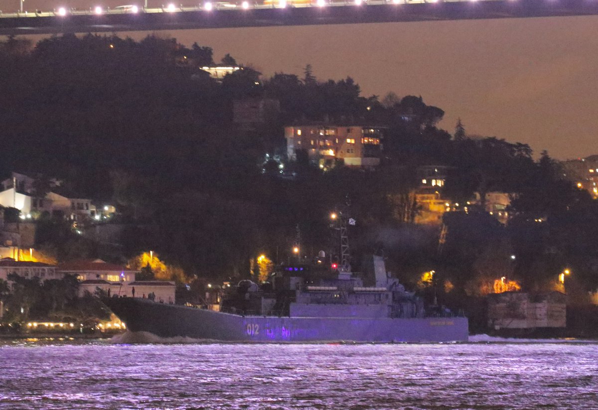 Russian Navy Northern Fleet's Kola based 121st Landing Ship Brigade vessels Russian Navy Project775 Ropucha class LSTM Georgy Pobedonosets 016 & Olenegorsky Gornyak 012 and Project 11711 Ivan Gren class Pyotr Morgunov 117 transited Bosphorus and entered the Black Sea