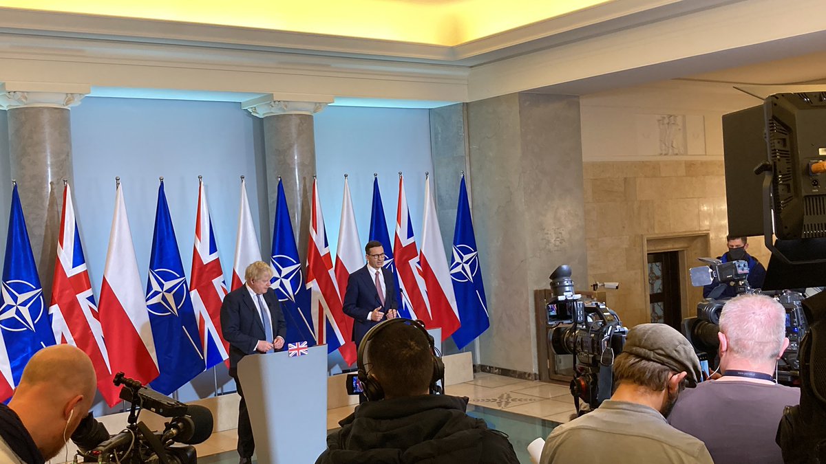 Премьер-министр @morawieckim после переговоров с @BorisJohnson: Политическая цель Путина – разорвать НАТО, поэтому мы должны показать, насколько мы едины, потому что мы едины