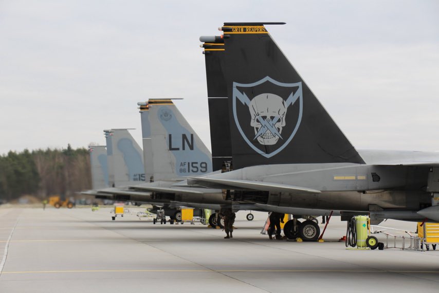 Polish Defense Minister: Today, American F15 fighters have arrived at the air base in Łask, which will support the eastern flank as part of the NATOAirPolicing mission