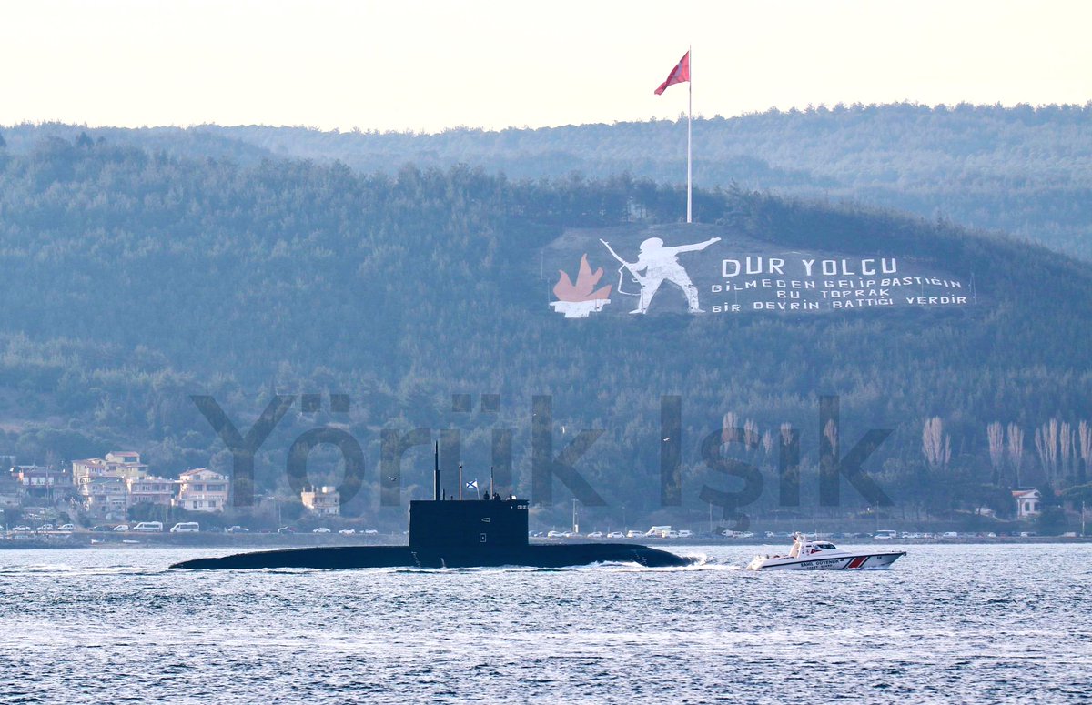 Armed with Novator 3M14 (NATO:SSN-30-A) Kalibr-PL cruise missiles, Russian Navy Project 636.3 Kilo+ class sub Black Sea Fleet 4th Independent Submarine Brigade's Rostov-na-Donu B237 transited Dardanelles towards Marmara en route to Black Sea