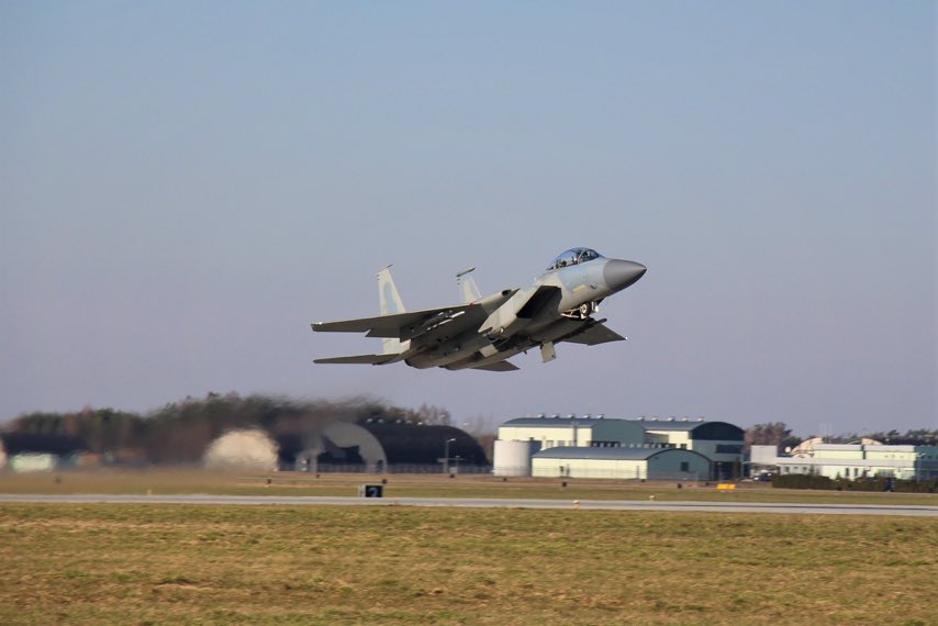 Minister of Defense of Poland: More U.S. F15 fighters have landed today at the base in Łask. 8 aircraft will join those that came to Poland last week