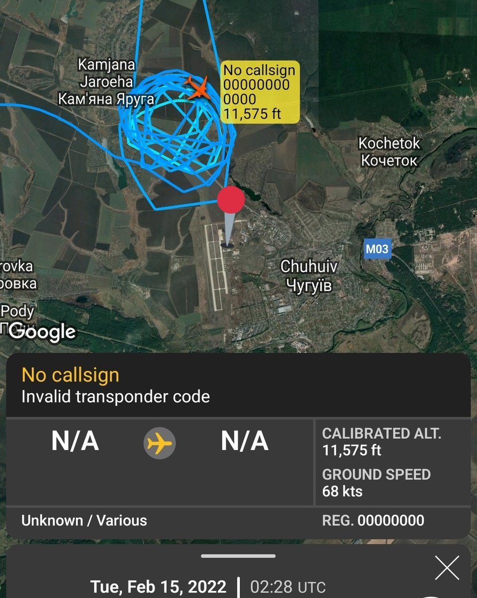 Ukrainian Air Force Bayraktar TB2 UAV from Chuhuiv Air Base  SE of Kharkiv tracked all the way west past Kyiv, passing near Chornobyl, near the Belarus border.  Callsign 12345688