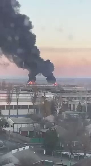 Fire at Chuguev Air Force base, Kharkiv Oblast after strikes