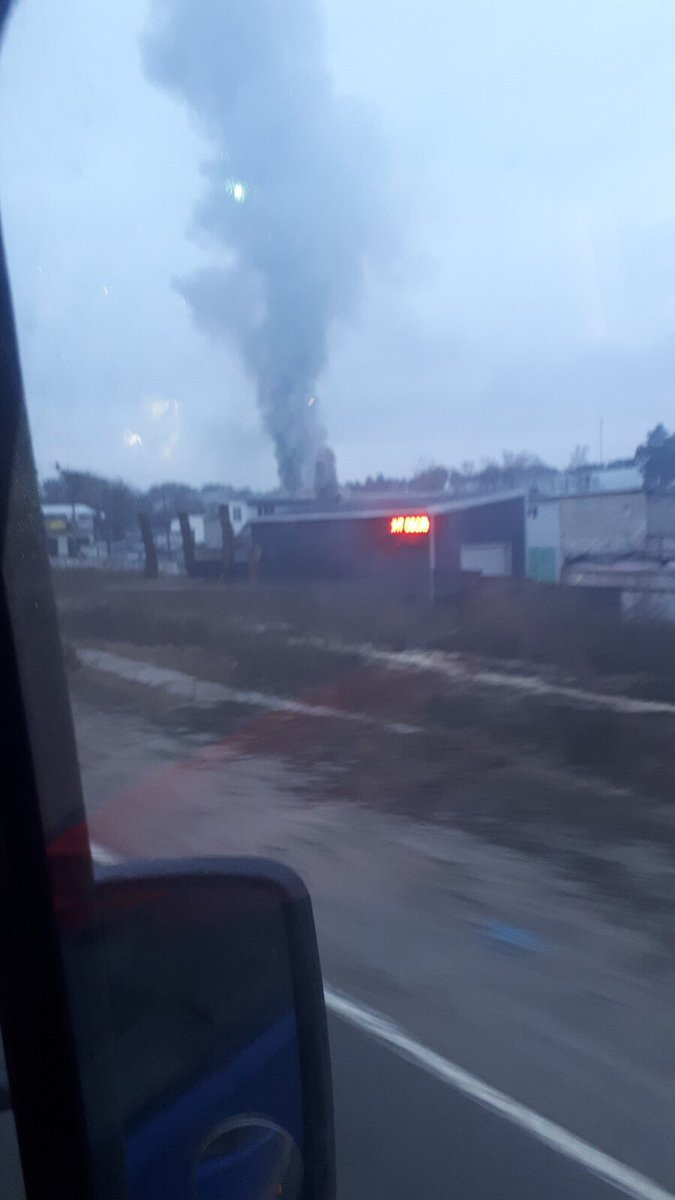 Military unit on fire near Brovary
