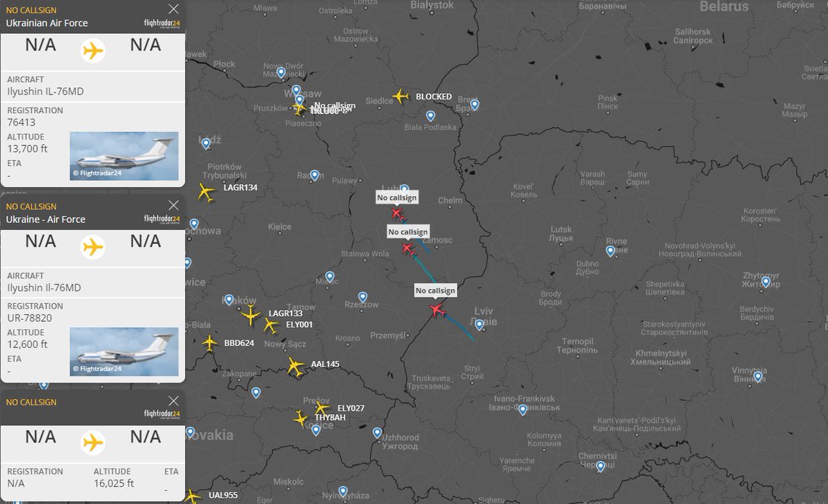 Ukrainian Air Force IL-76s leaving Lviv