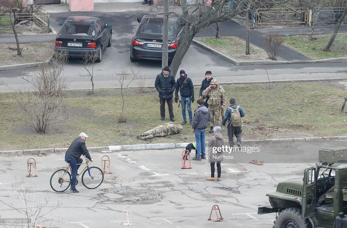 Military vehicle with russian saboteurs shot by Ukrainian forces of Territorial Defence in Kyiv, Ukraine, February 25, 2022. (Photo by Sergii Kharchenko / NurPhoto via Getty Images)