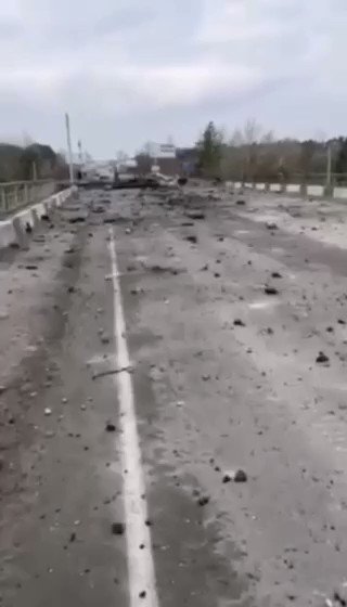 A destroyed bridge in Vyshgorod