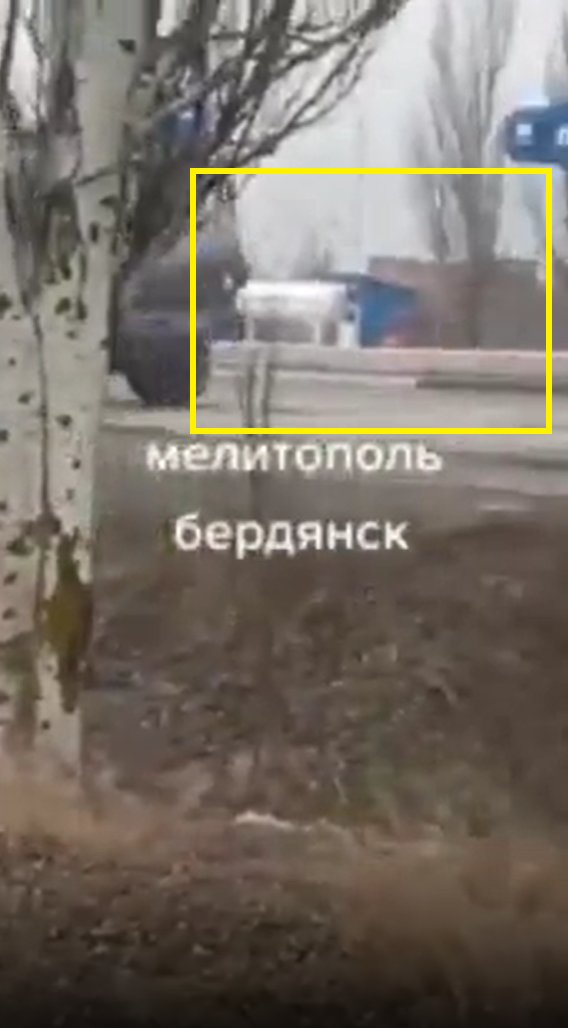 Geolocation of the Russian column consisting two 2S3 152mm howitzer batteries, 1V13 battery command posts, MT-LB, Strela-10 air defense systems in Pryazovs'ke, going towards east. Presumably to Berdyansk.   36TYS0296878538