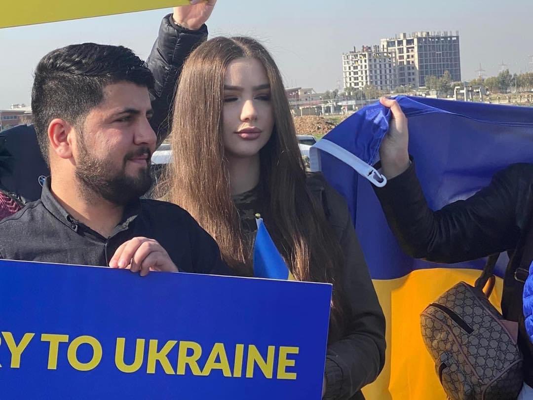Ukraińcy w Erbilu protestują przeciwko wojnie Rosji z Ukrainą