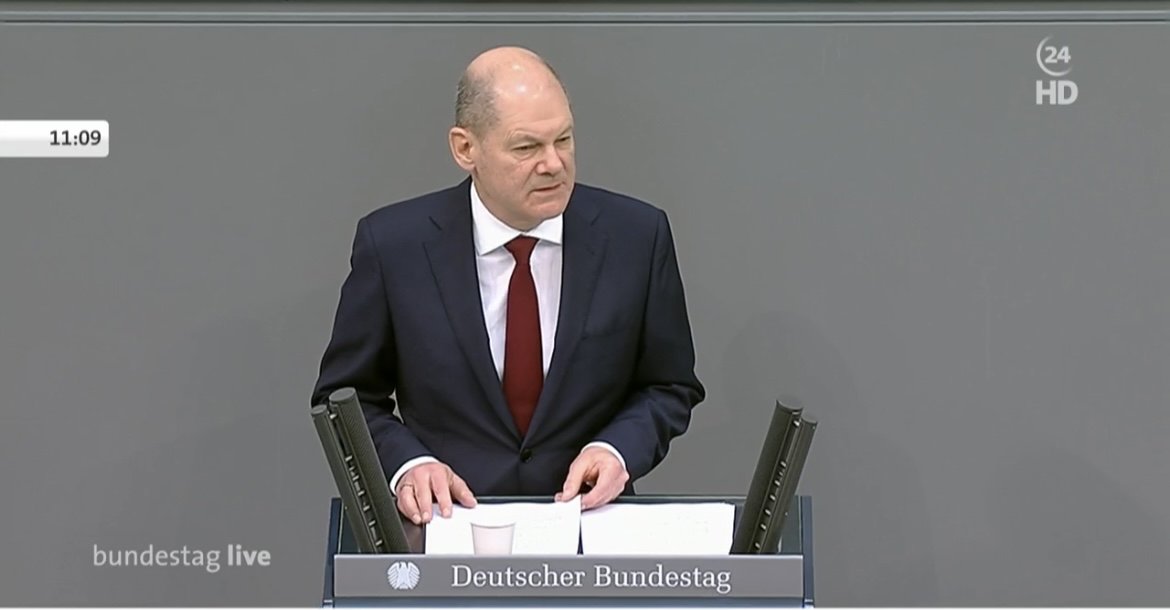 Chancellor Olaf Scholz:  Question is whether we allow Putin to turn back clock or whether we mobilize power to set boundaries for warmongers such as Putin. This requires own strength. Yes, we want to & will secure our freedom, democracy & prosperity