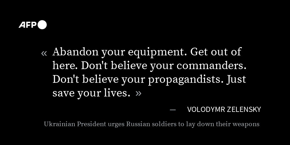 Ukraine's president Volodymr Zelensky has urged Russian soldiers to lay down their weapons and desert as Ukrainian and Russian delegations were set to hold talks on Moscow's invasion